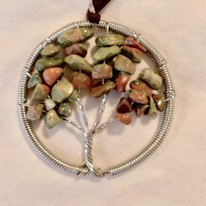 Tree of Life pendant on leather cord necklace- 18 in adjustable